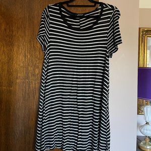 Black and white striped tee dress